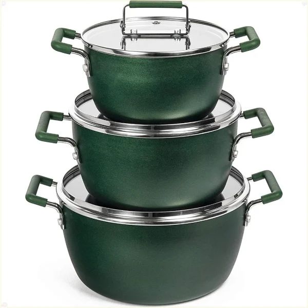Granite green non-stick cookware set