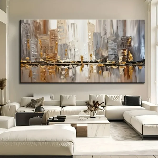 Large modern abstract oil painting.